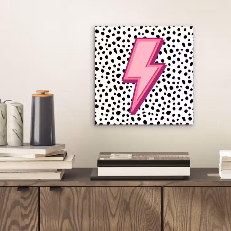 Aluminium schilderij - Bliksem - Roze - Stippen — 2