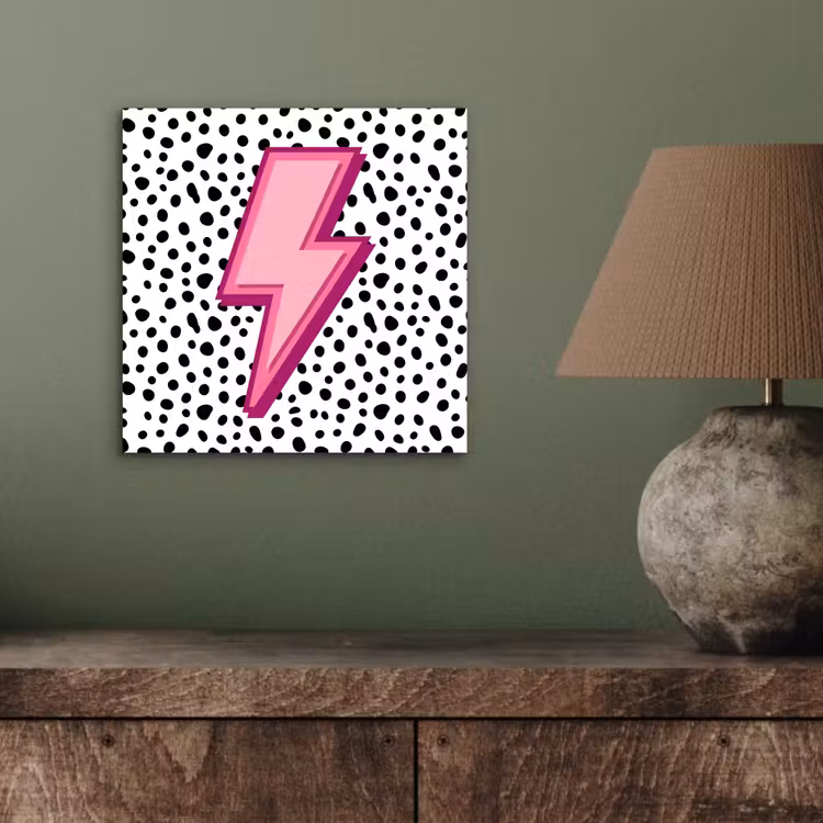 Aluminium schilderij - Bliksem - Roze - Stippen — 3