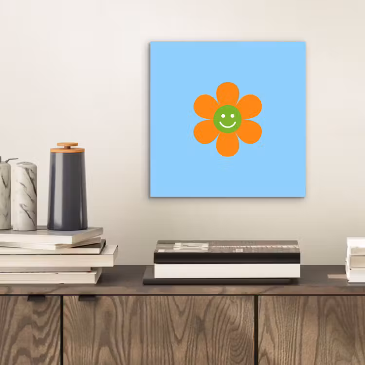 Aluminium schilderij - Bloem - Smiley - Kleurrijk — 2