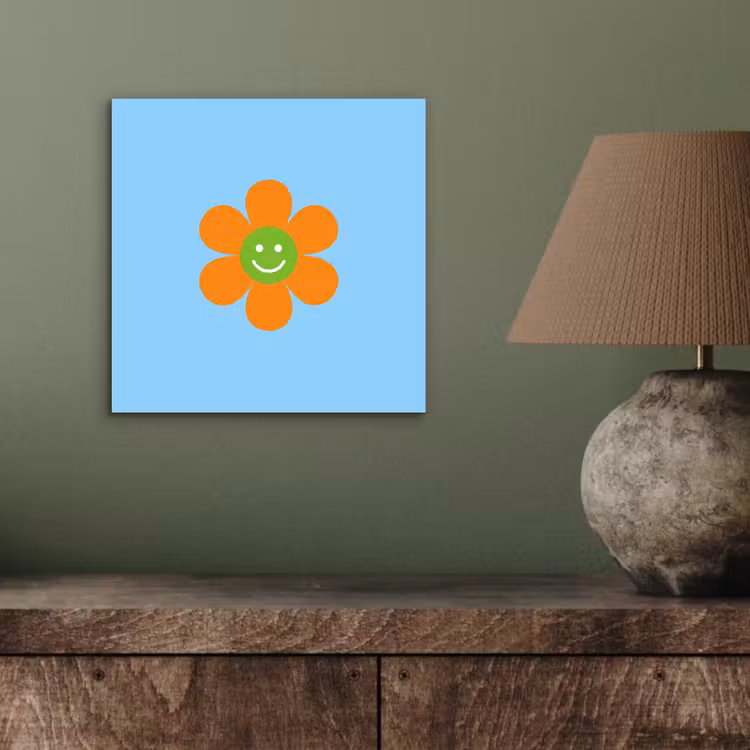 Aluminium schilderij - Bloem - Smiley - Kleurrijk — 3