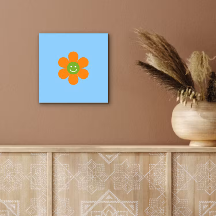 Aluminium schilderij - Bloem - Smiley - Kleurrijk — 5