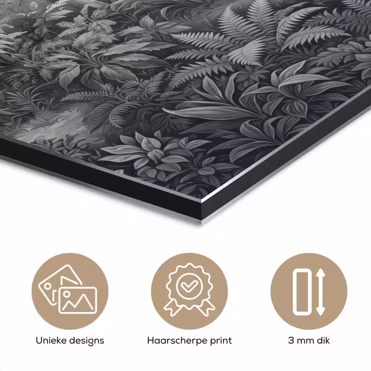 Aluminium schilderij - Bos - Hert - Zwart - Wit — 7