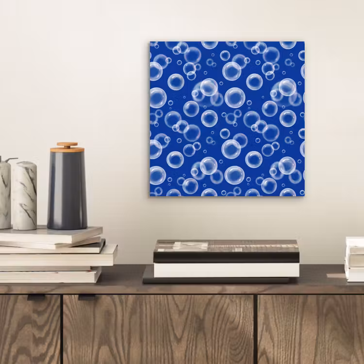 Aluminium schilderij - Bubbels - Patroon - Blauw — 2