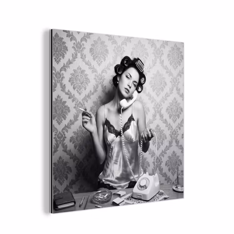 Aluminium schilderij - Chic - Vrouw - Zwart - Wit — 1