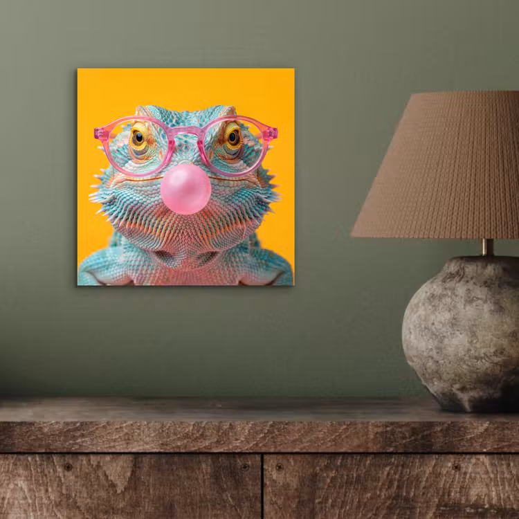 Aluminium schilderij - Kameleon - Kauwgom - Kleurrijk — 3