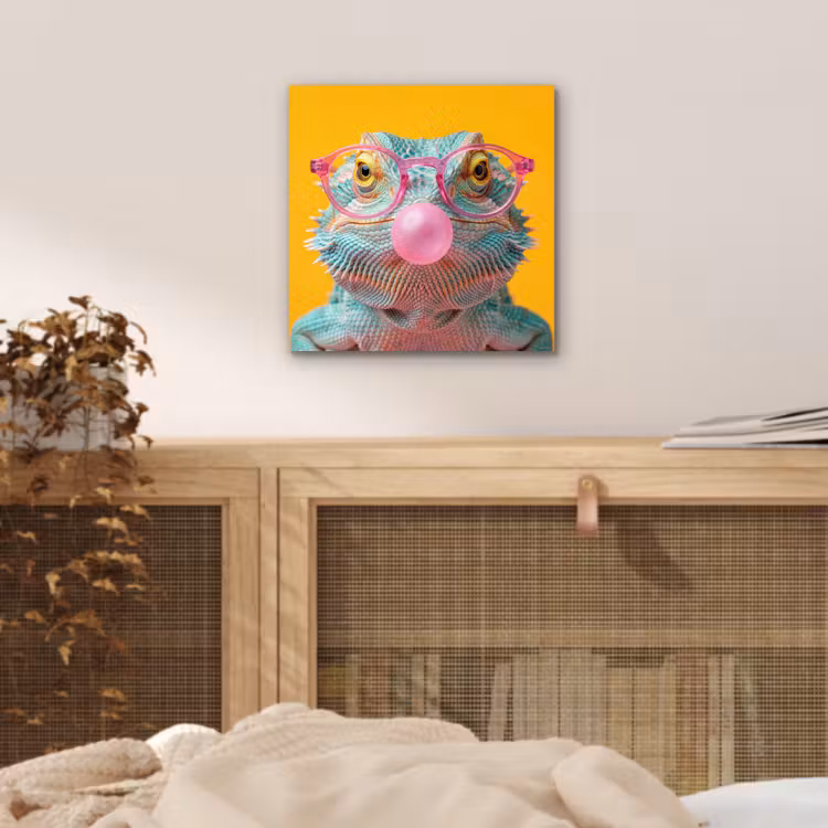 Aluminium schilderij - Kameleon - Kauwgom - Kleurrijk — 4