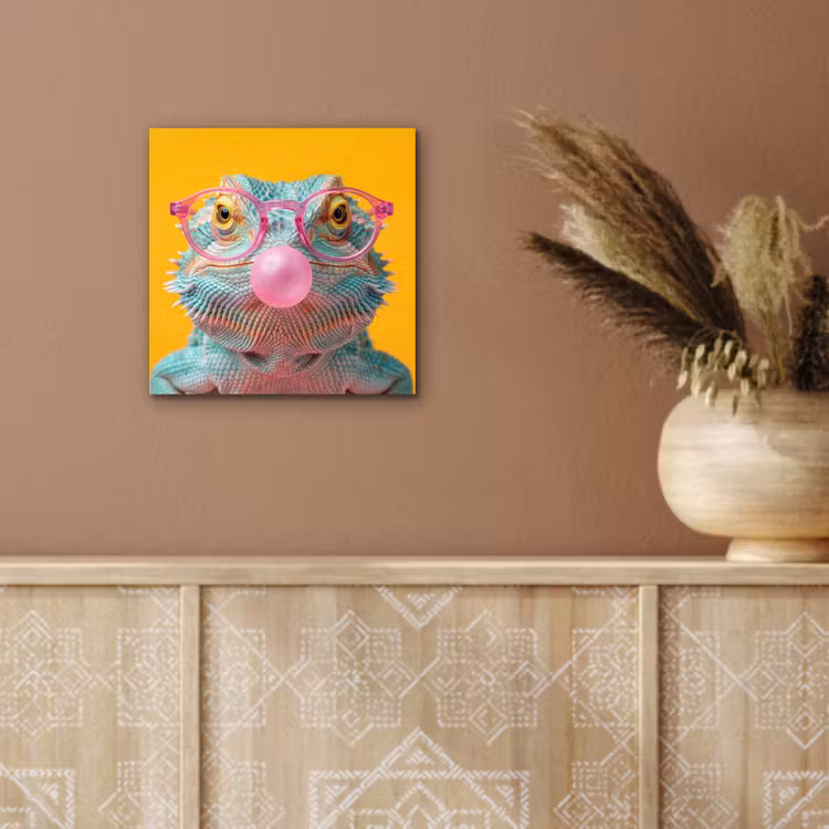 Aluminium schilderij - Kameleon - Kauwgom - Kleurrijk — 5