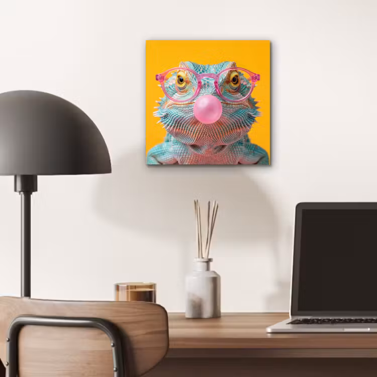 Aluminium schilderij - Kameleon - Kauwgom - Kleurrijk — 6