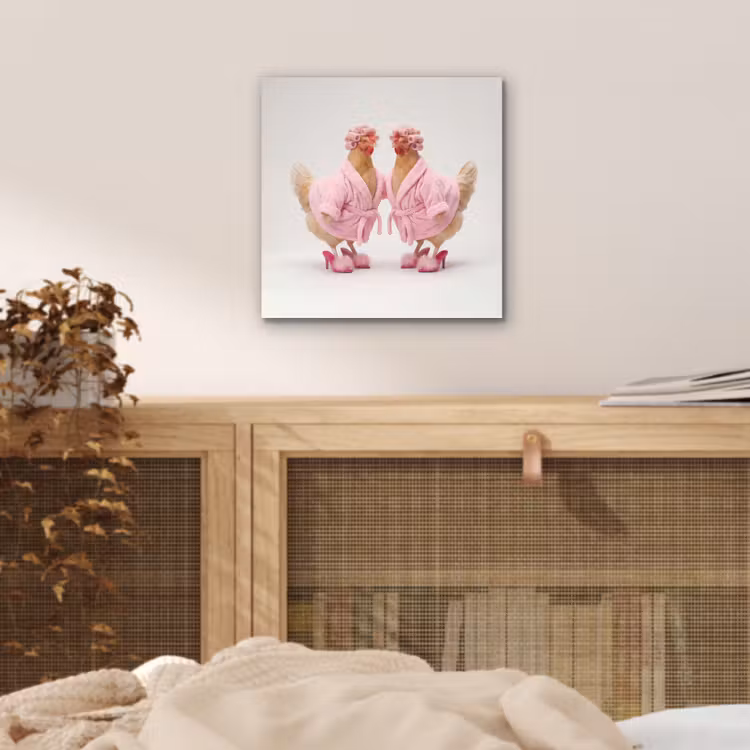 Aluminium schilderij - Kippen - Badjas - Krukspelden - Hakken — 4