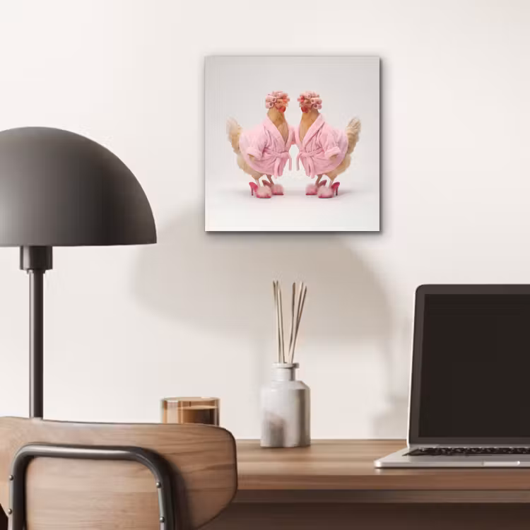 Aluminium schilderij - Kippen - Badjas - Krukspelden - Hakken — 6