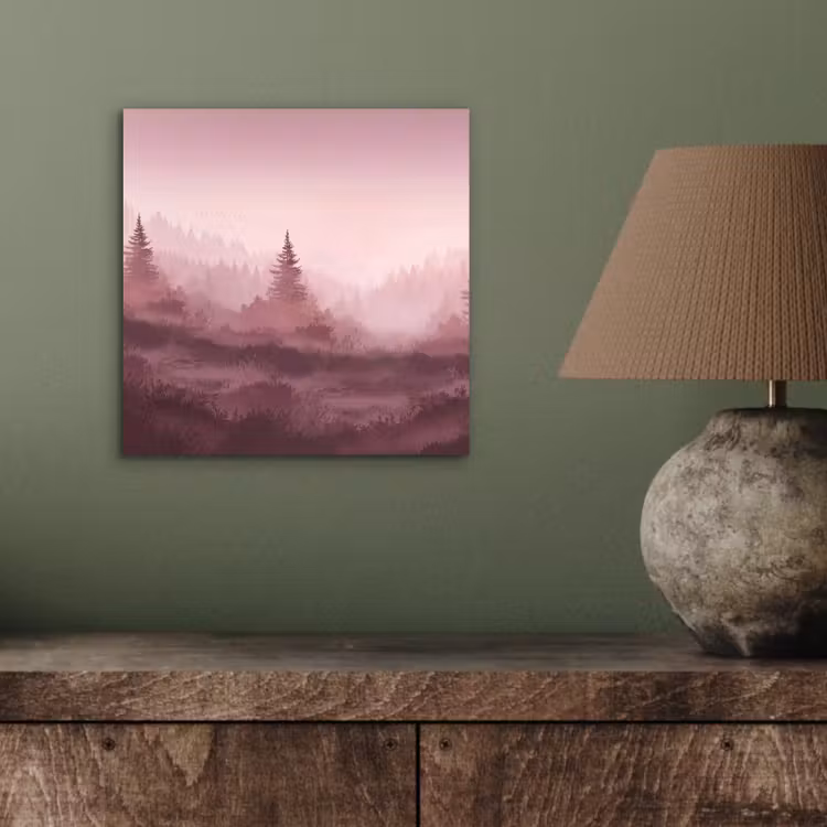 Aluminium schilderij - Landschap - Mistig - Roze — 3