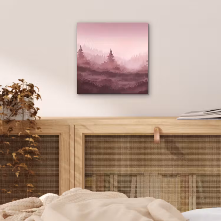 Aluminium schilderij - Landschap - Mistig - Roze — 4
