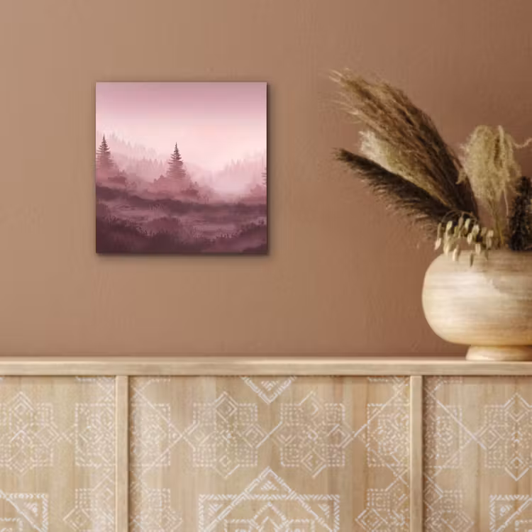 Aluminium schilderij - Landschap - Mistig - Roze — 5