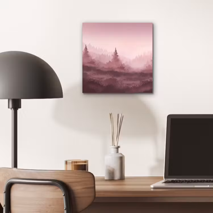 Aluminium schilderij - Landschap - Mistig - Roze — 6