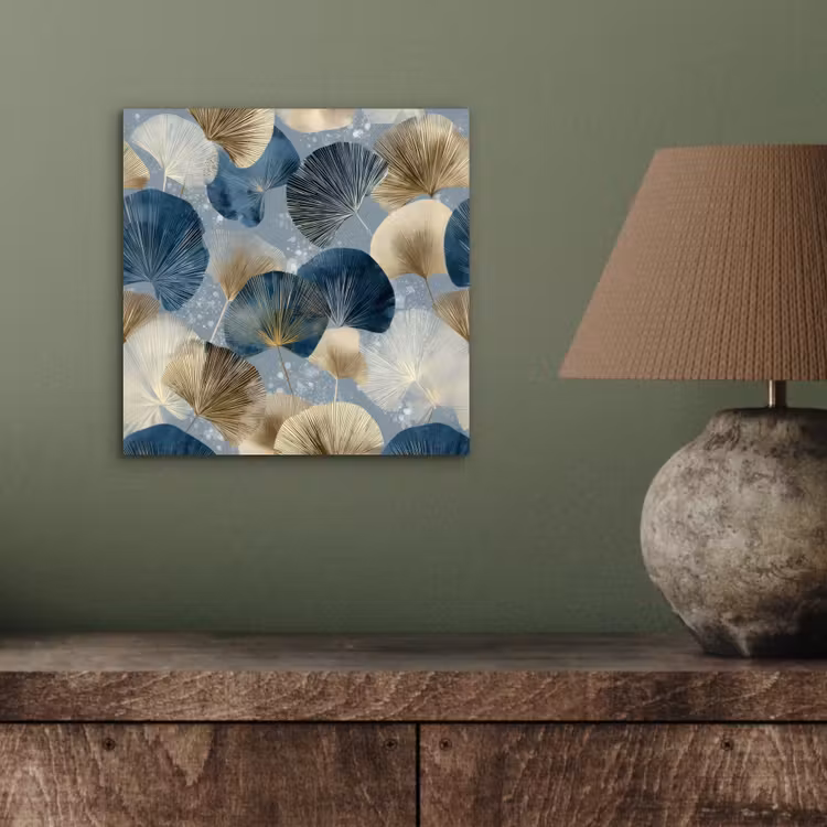 Aluminium schilderij - Bladeren - Abstract - Goud - Blauw — 3