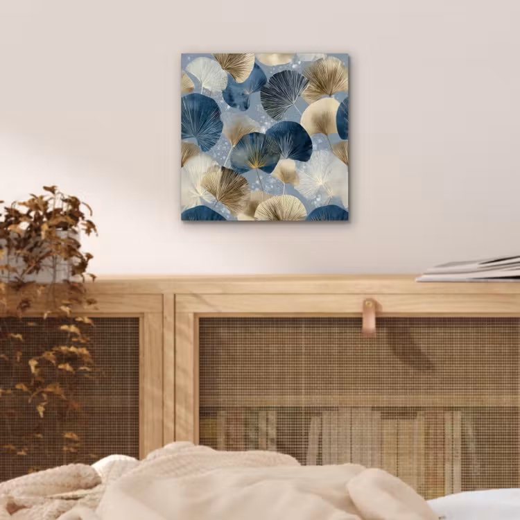 Aluminium schilderij - Bladeren - Abstract - Goud - Blauw — 4