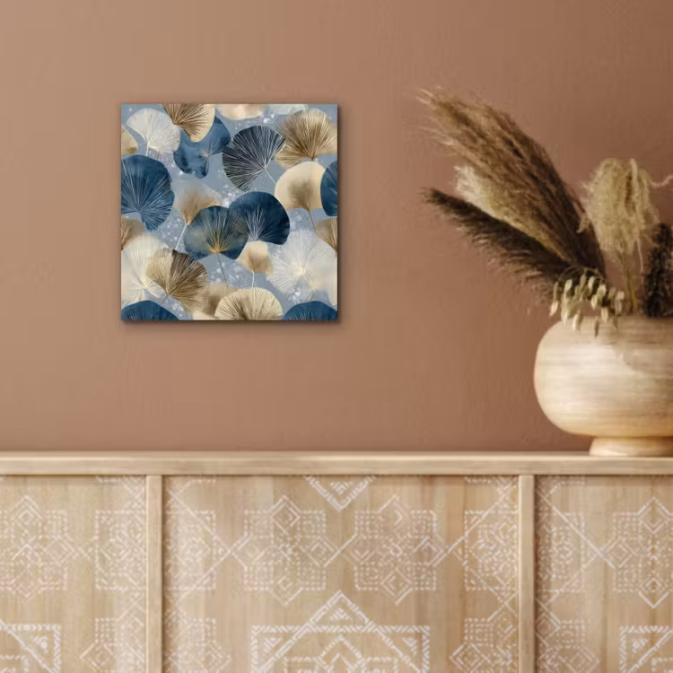 Aluminium schilderij - Bladeren - Abstract - Goud - Blauw — 5