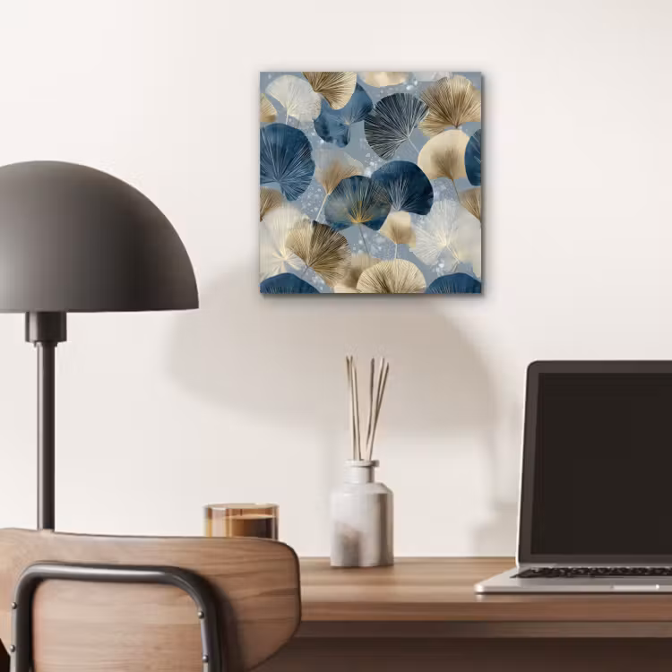 Aluminium schilderij - Bladeren - Abstract - Goud - Blauw — 6