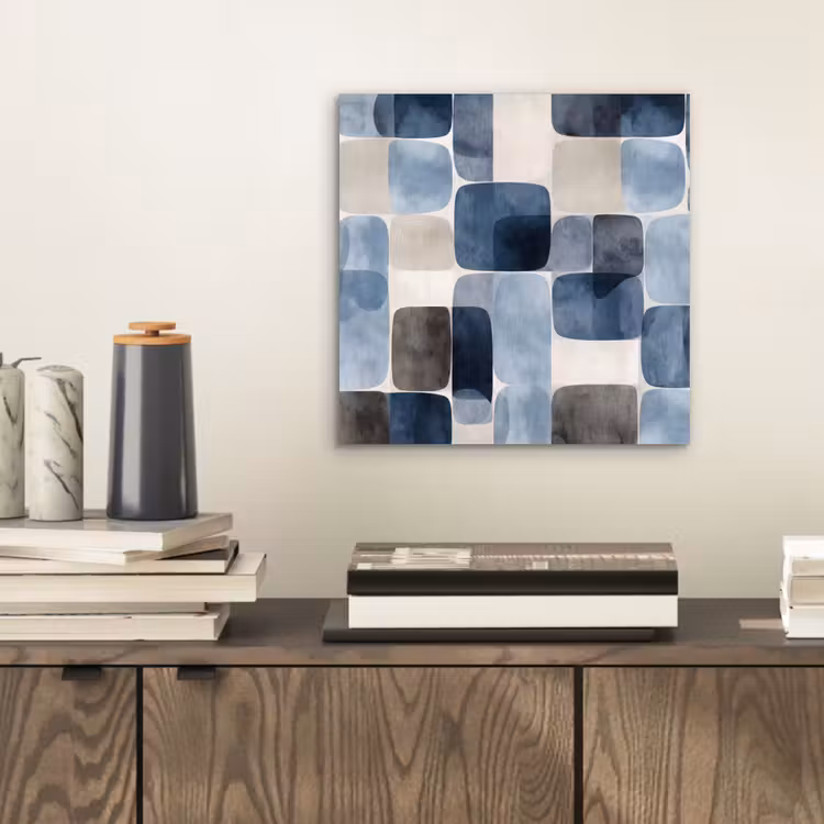 Aluminium schilderij - Patroon - Blauw - Vierkanten — 2