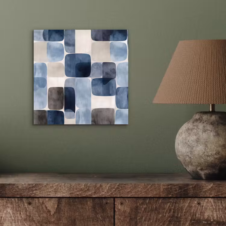 Aluminium schilderij - Patroon - Blauw - Vierkanten — 3