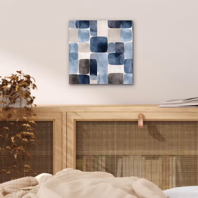 Aluminium schilderij - Patroon - Blauw - Vierkanten — 4
