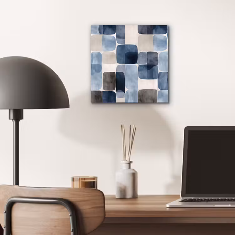 Aluminium schilderij - Patroon - Blauw - Vierkanten — 6