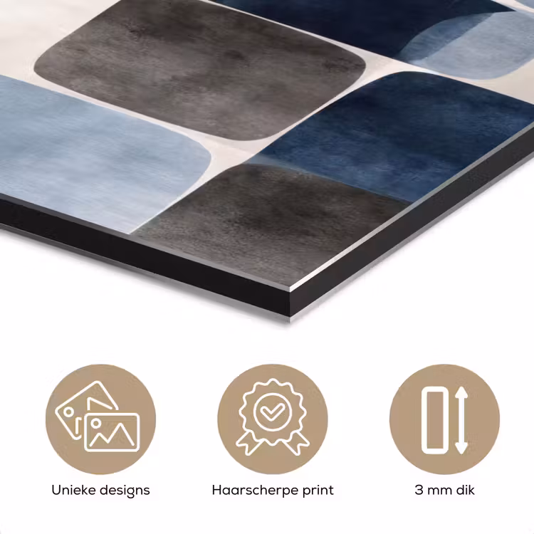 Aluminium schilderij - Patroon - Blauw - Vierkanten — 7