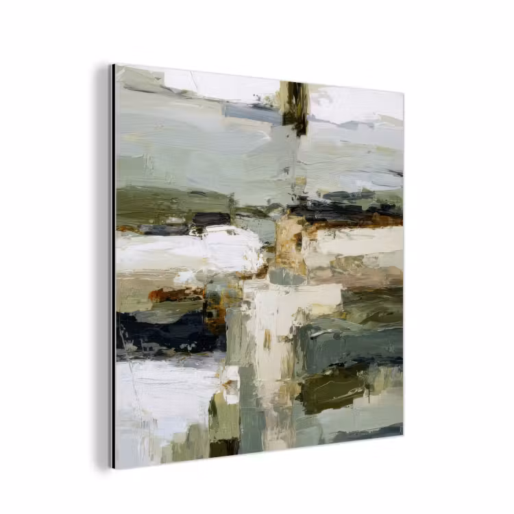 Aluminium schilderij - Penseelstreken - Groen - Abstract - Japandi — 1