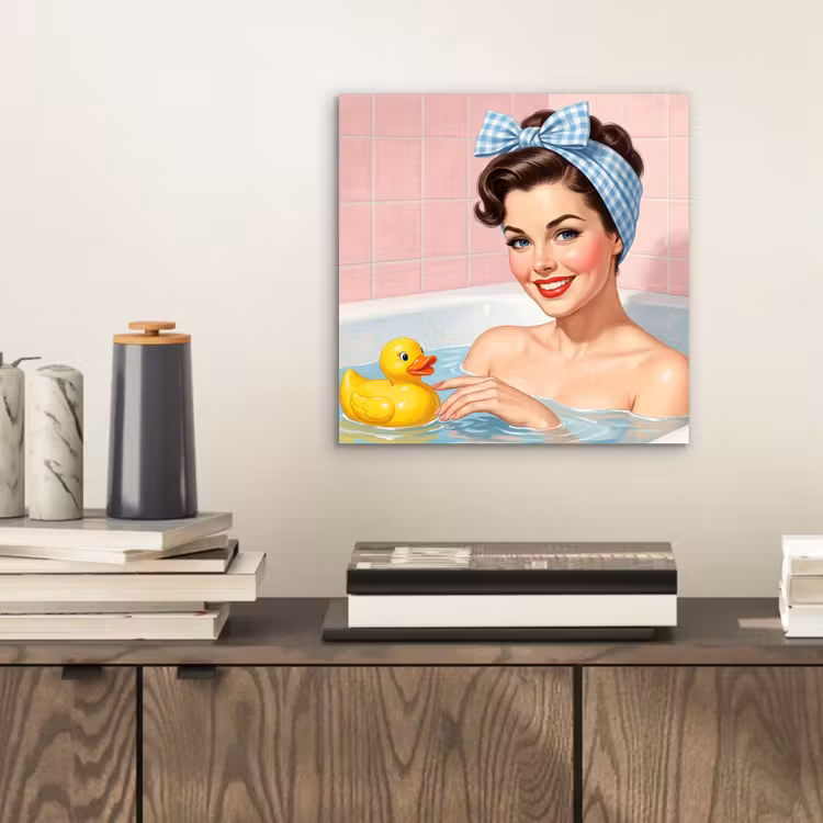 Aluminium schilderij - Badkamer - Eend - Blauw — 2