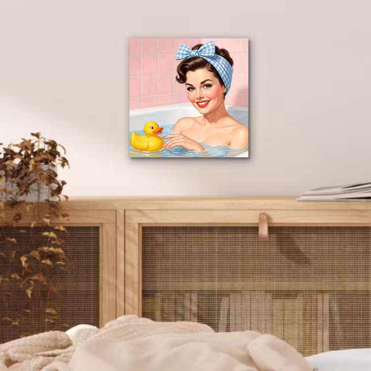 Aluminium schilderij - Badkamer - Eend - Blauw — 4