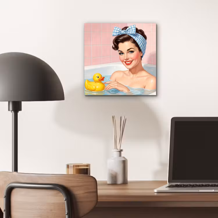 Aluminium schilderij - Badkamer - Eend - Blauw — 6