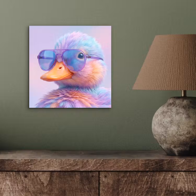 Aluminium schilderij - Eend - bril - Pastel — 3
