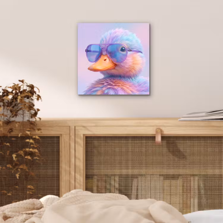 Aluminium schilderij - Eend - bril - Pastel — 4