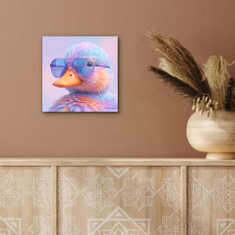 Aluminium schilderij - Eend - bril - Pastel — 5