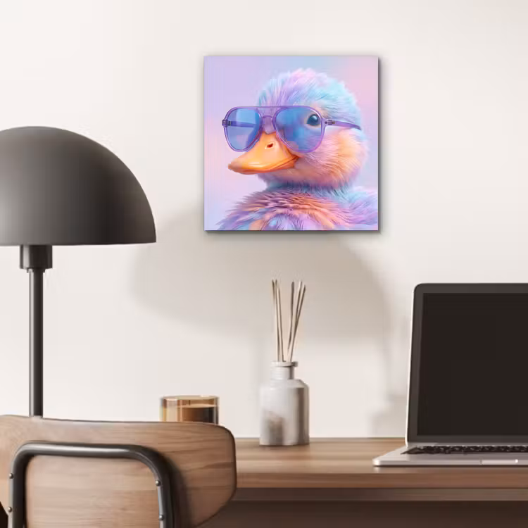 Aluminium schilderij - Eend - bril - Pastel — 6