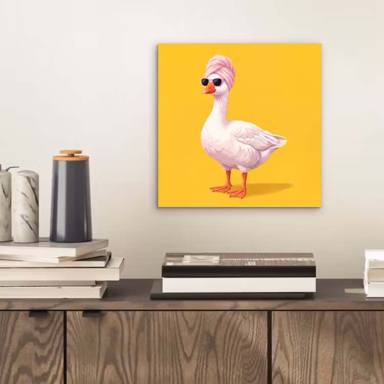 Aluminium schilderij - Eend - Zonnebril - Geel — 2