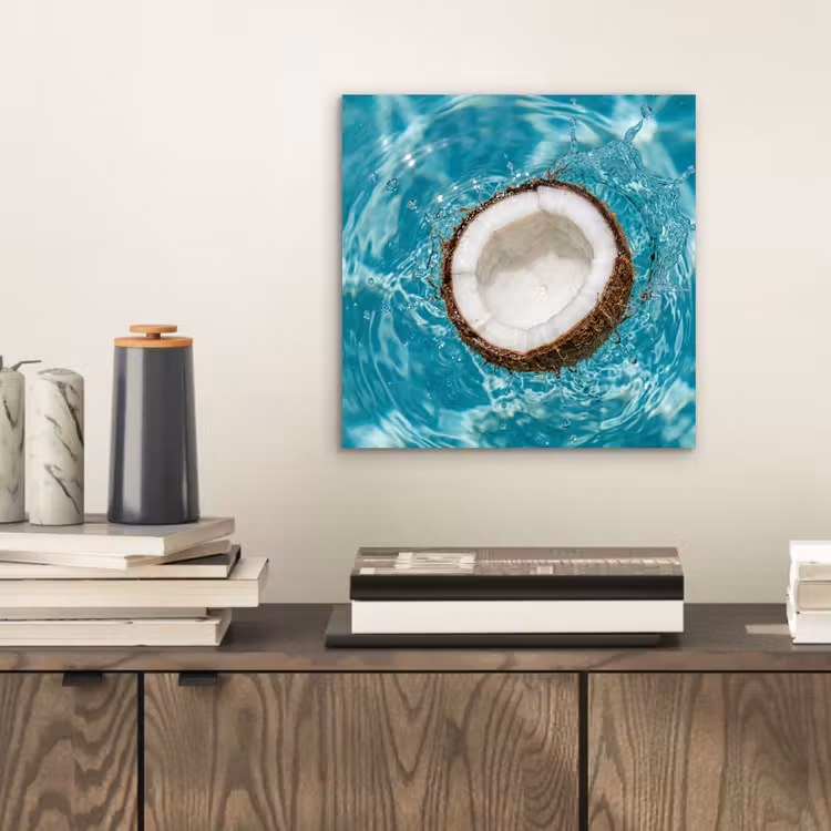 Aluminium schilderij - Kokosnoot - Water - Wit — 2