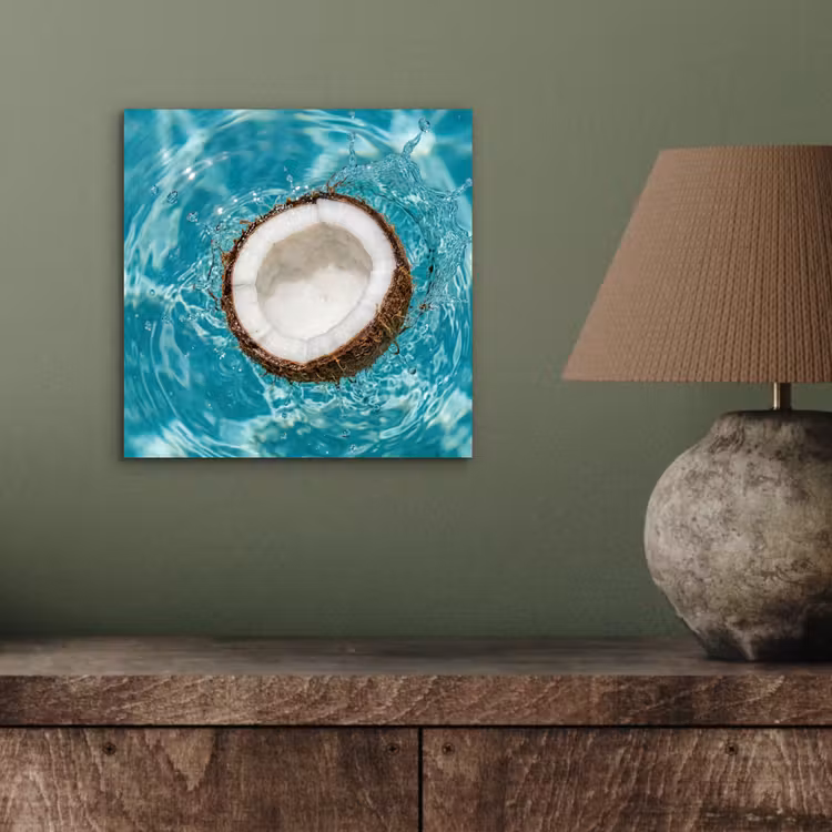 Aluminium schilderij - Kokosnoot - Water - Wit — 3