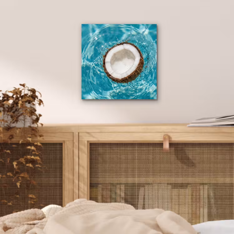 Aluminium schilderij - Kokosnoot - Water - Wit — 4