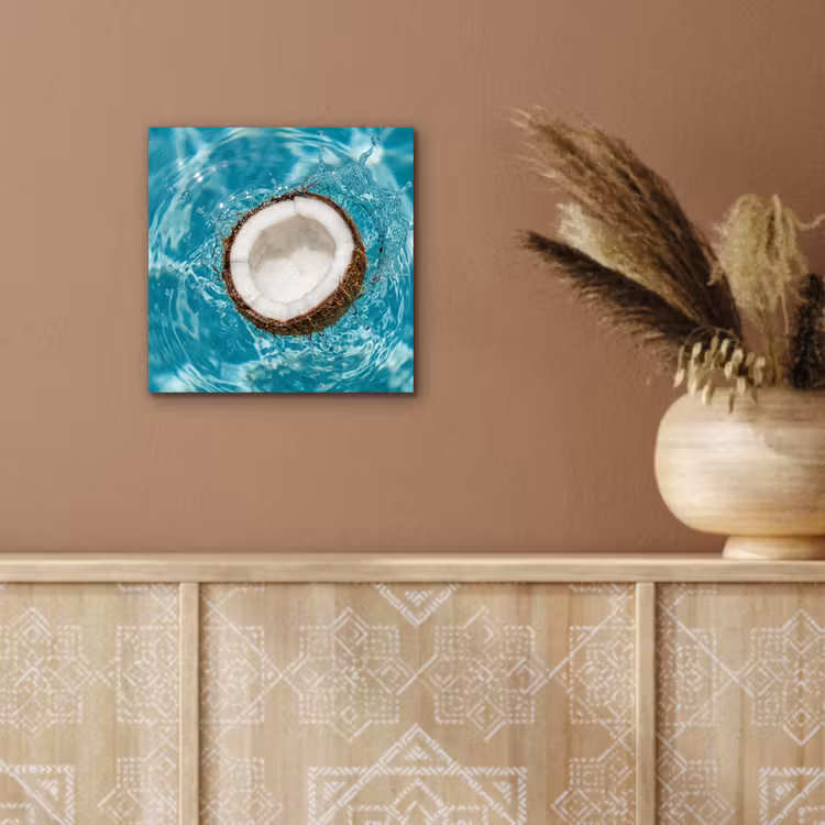 Aluminium schilderij - Kokosnoot - Water - Wit — 5