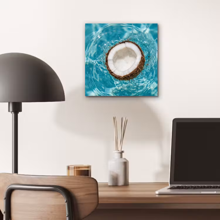 Aluminium schilderij - Kokosnoot - Water - Wit — 6