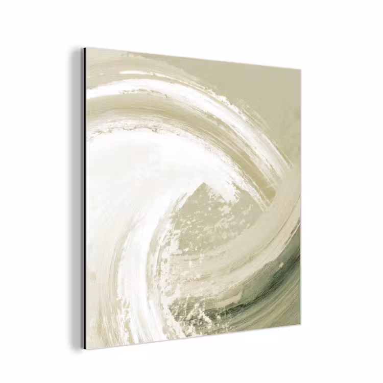 Aluminium schilderij - Abstract - Penseelstreken - Golven - Groen — 1