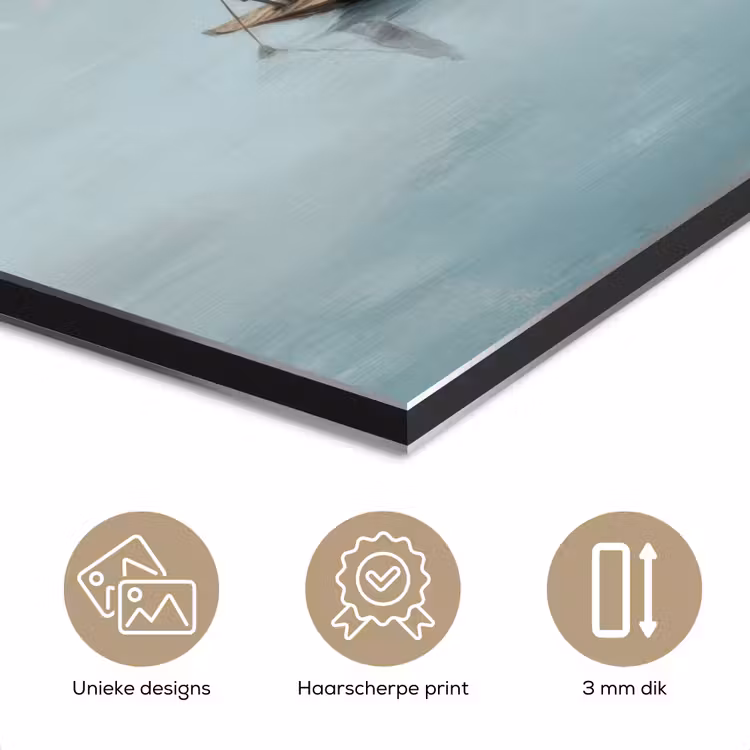Aluminium schilderij - Bloesems - Minimalistisch - Wateroppervlak - Boot — 7