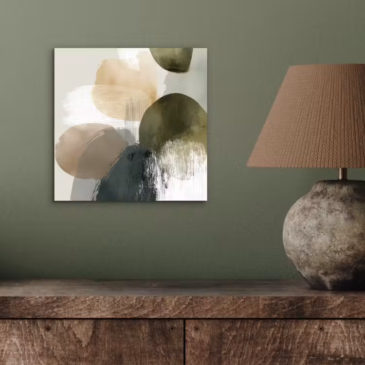 Aluminium schilderij - Minimalistisch - Cirkels - Penseelstreken - Beige — 3