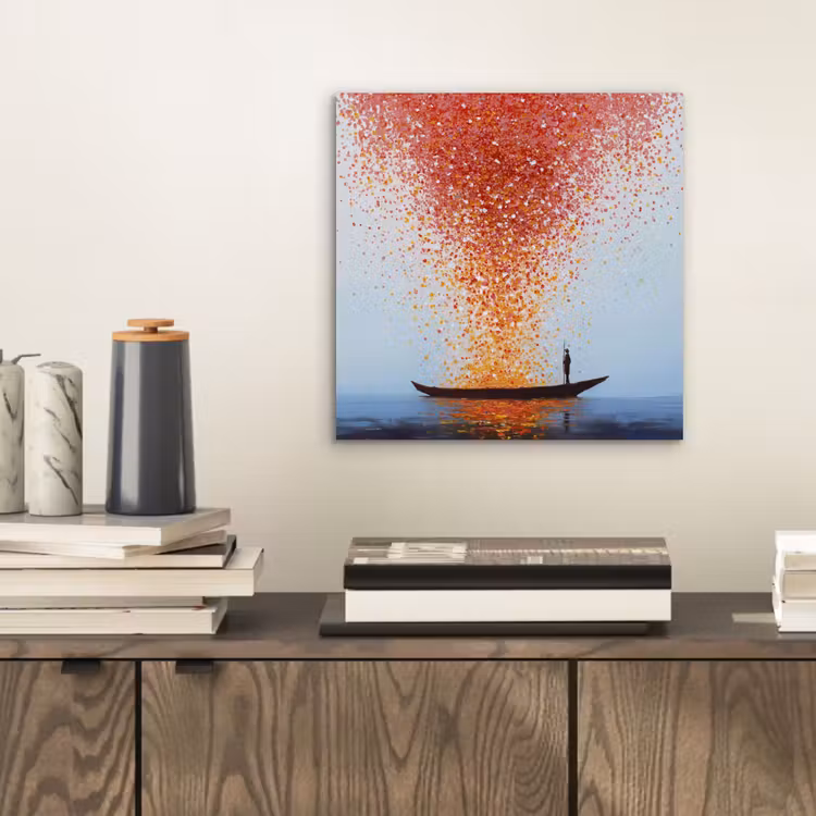 Aluminium schilderij - Wolk - Confetti - Boot - Wateroppervlakte — 2