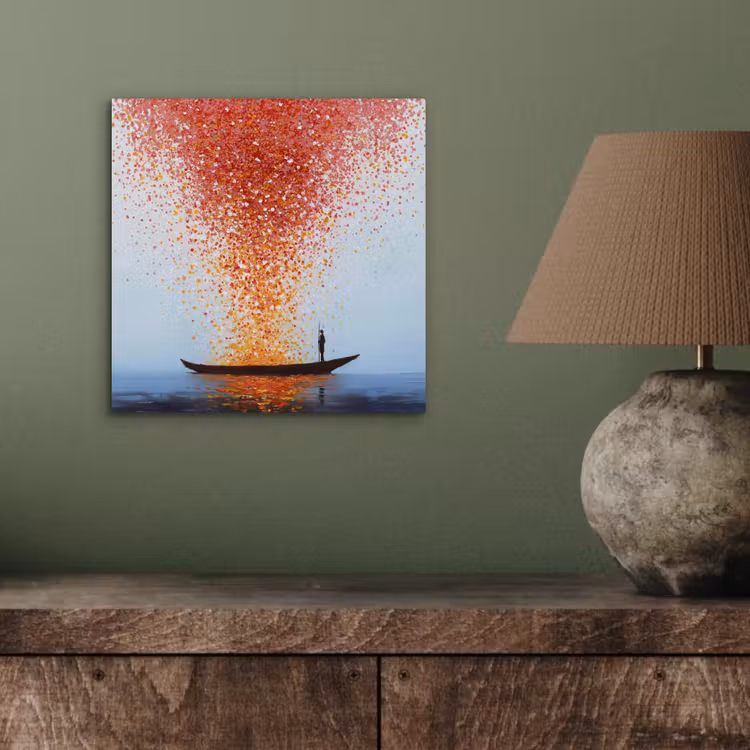 Aluminium schilderij - Wolk - Confetti - Boot - Wateroppervlakte — 3