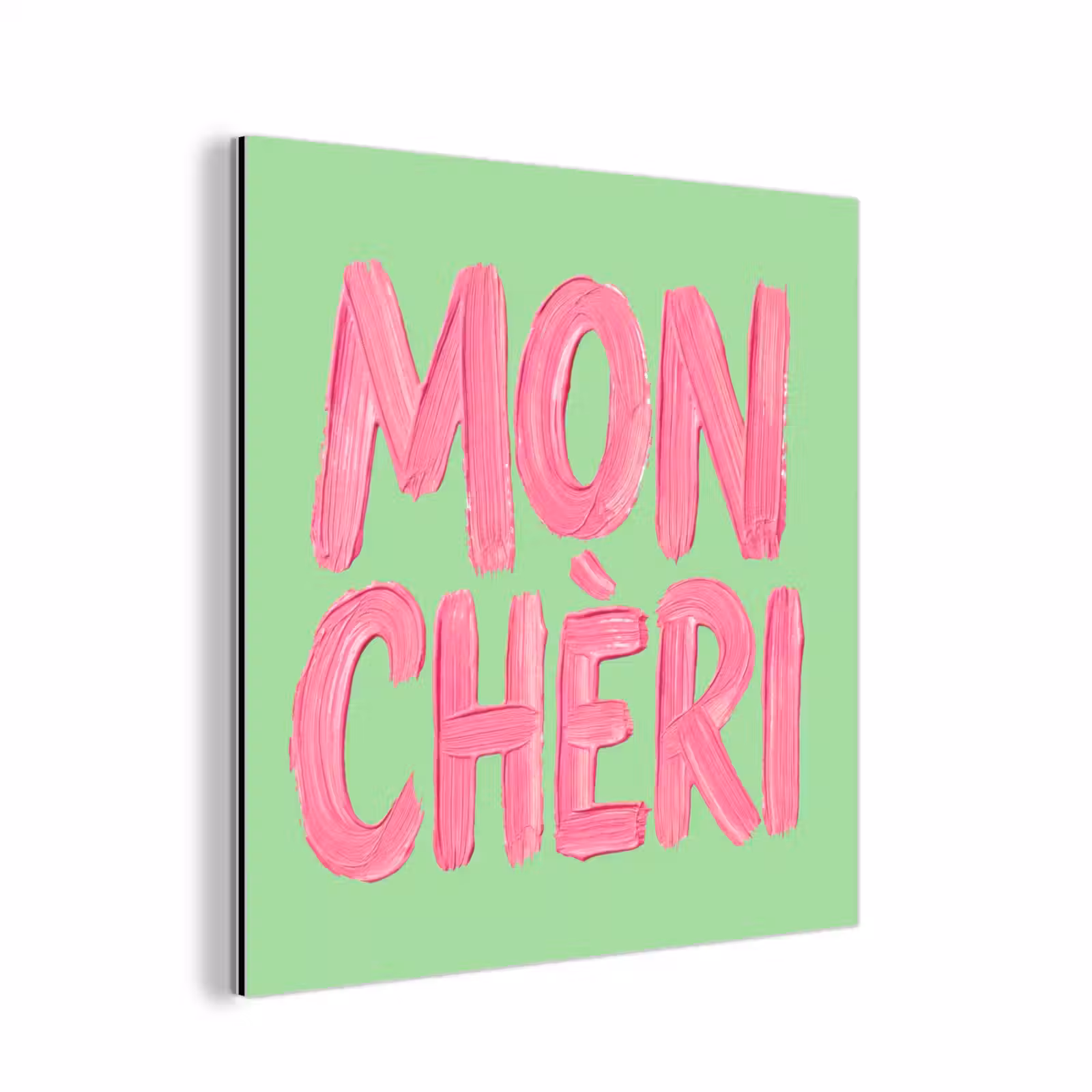 Aluminium schilderij - Mon cheri - Groen - Roze — 1