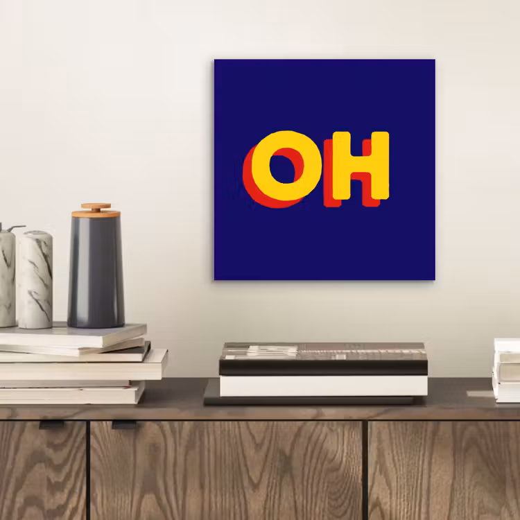 Aluminium schilderij - Blauw - Geel - OH - Schaduw — 2