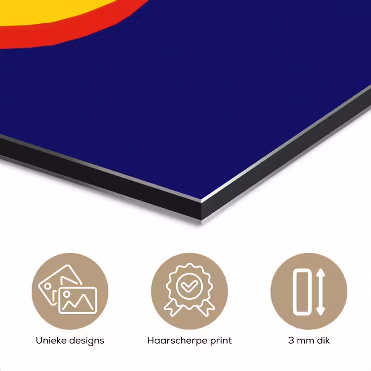 Aluminium schilderij - Blauw - Geel - OH - Schaduw — 7