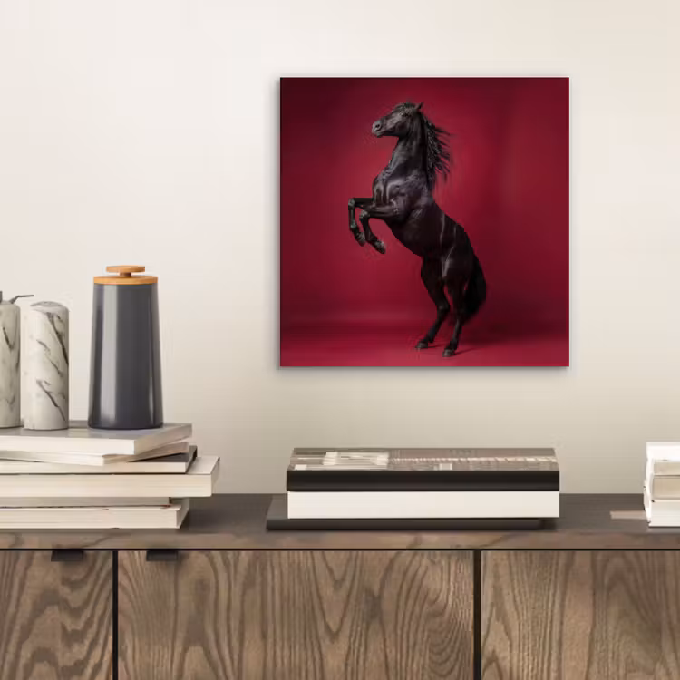 Aluminium schilderij - Hengst - Steigert - Rood — 2